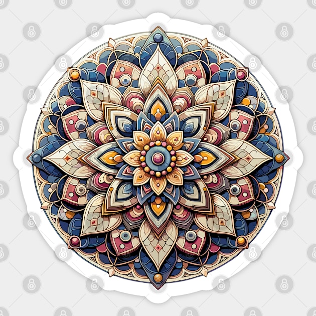 Abstract Geometric Color Mandala 6 Sticker by AmandaOlsenDesigns